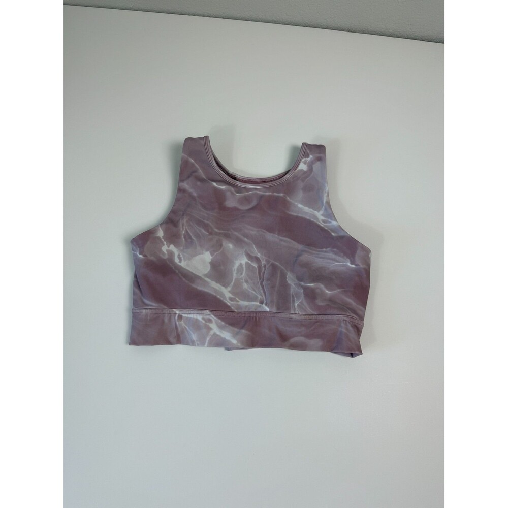 Buffbunny Collection Womens Large Tie Back Bow Sports Bra Crop Top Purple Marble